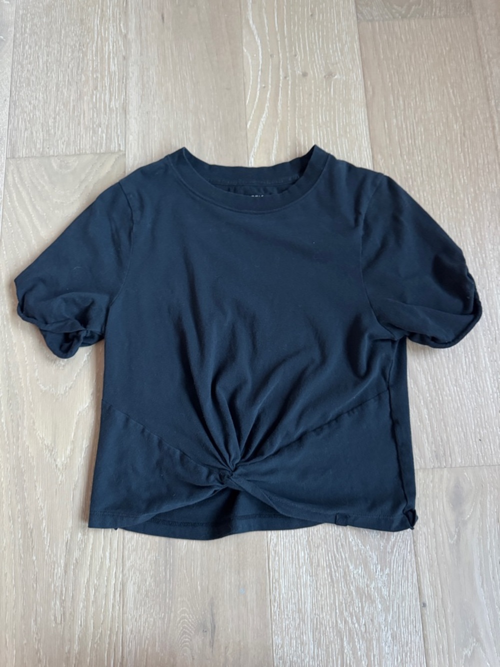 Fabletics Black Twist-Knot Short Sleeve Tee